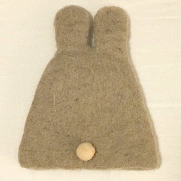 Handmade Felted Wool Rabbit Egg Cozy with Metal Egg Cup - Picture 2 of 13